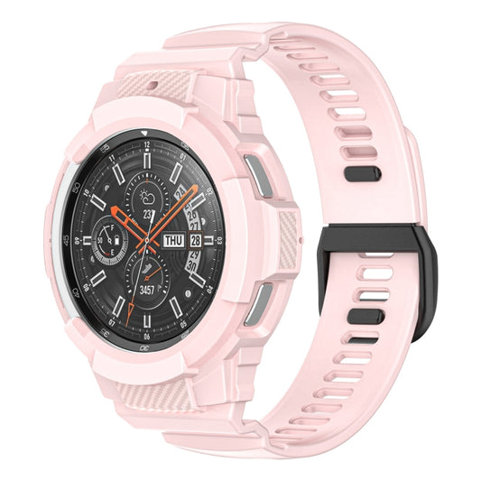 For Samsung Galaxy Watch4 Classic 42mm Carbon Fiber Sport Silicone Integrated Watch Band(Sand Pink) by bashfashion