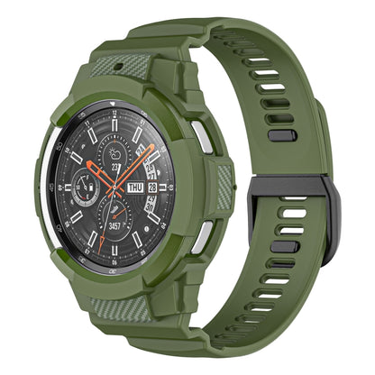 For Samsung Galaxy Watch4 Classic 42mm Carbon Fiber Sport Silicone Integrated Watch Band(Dark Green) by bashfashion