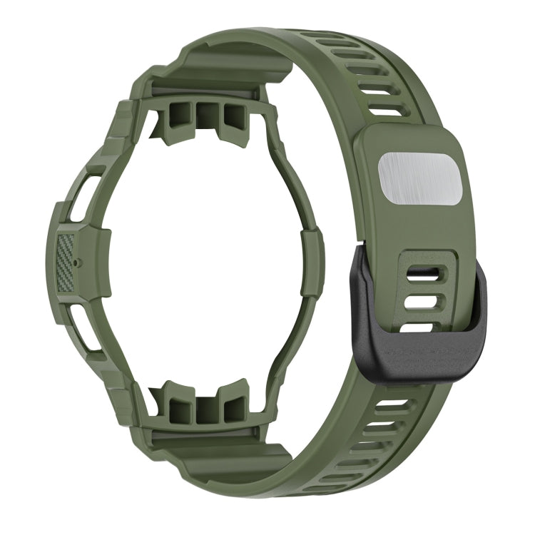 For Samsung Galaxy Watch4 Classic 42mm Carbon Fiber Sport Silicone Integrated Watch Band(Dark Green) by bashfashion