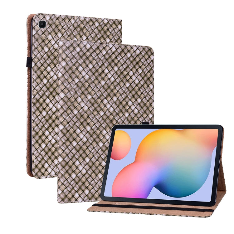 For Samsung Galaxy Tab S6 Lite Color Weave Smart Leather Tablet Case(Brown) by bashfashion