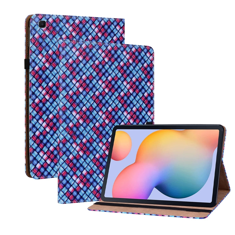 For Samsung Galaxy Tab S6 Lite Color Weave Smart Leather Tablet Case(Blue) by bashfashion