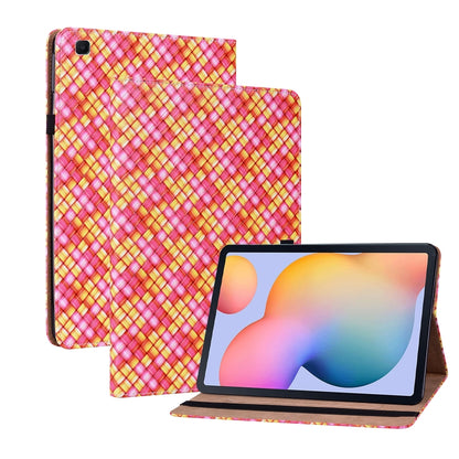For Samsung Galaxy Tab S6 Lite Color Weave Smart Leather Tablet Case(Rose Red) by bashfashion
