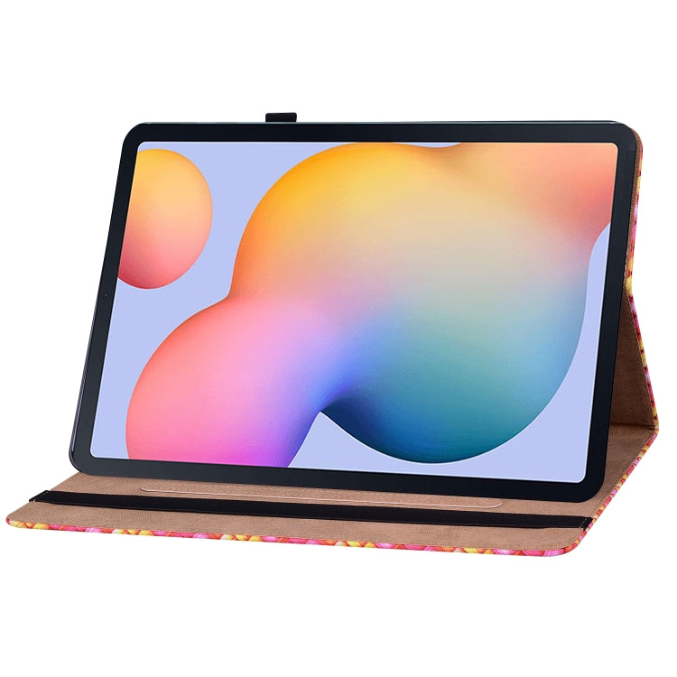 For Samsung Galaxy Tab S6 Lite Color Weave Smart Leather Tablet Case(Rose Red) by bashfashion