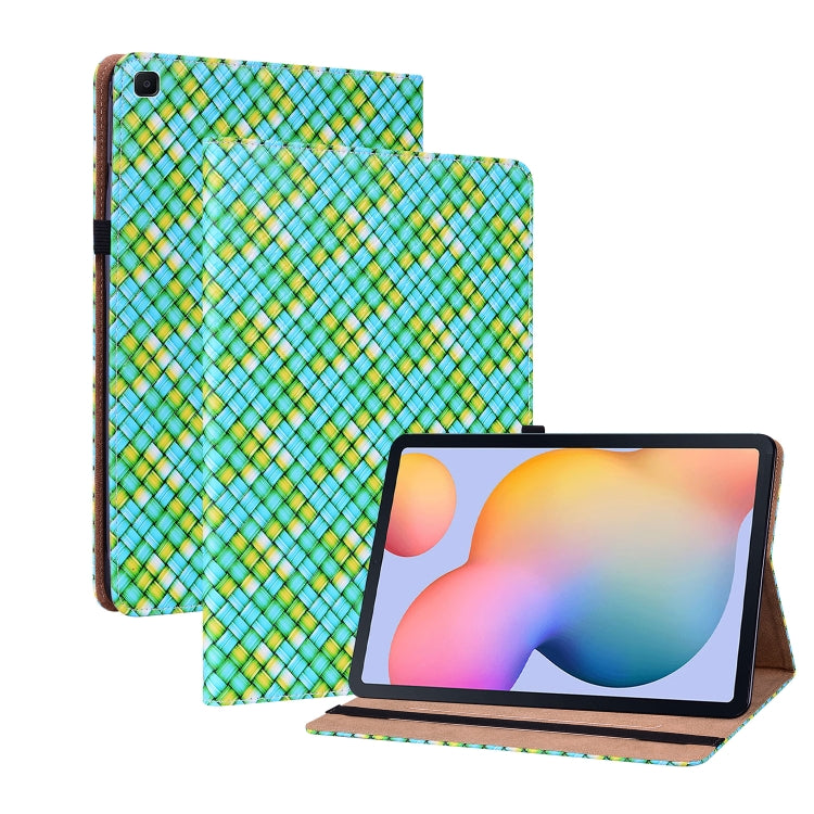For Samsung Galaxy Tab S6 Lite Color Weave Smart Leather Tablet Case(Green) by bashfashion