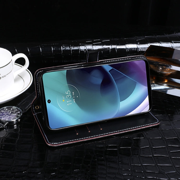 For Motorola Moto G51 5G idewei Crocodile Texture Horizontal Flip Phone Leather Phone Case(Dark Blue) by idewei