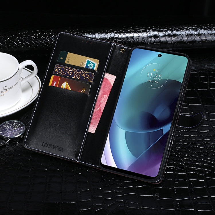 For Motorola Moto G51 5G idewei Crocodile Texture Horizontal Flip Phone Leather Phone Case(Dark Blue) by idewei