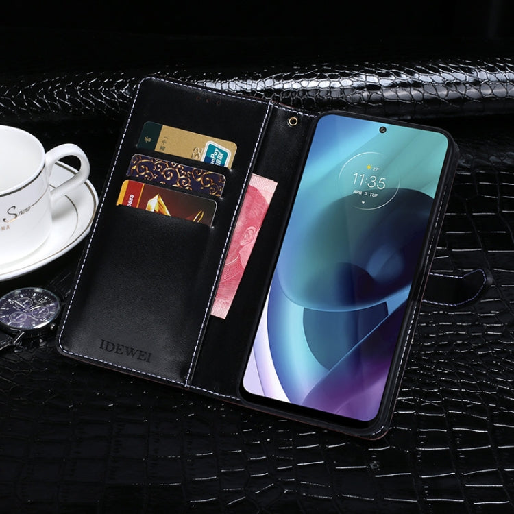 For Motorola Moto G71 5G idewei Crocodile Texture Horizontal Flip Phone Leather Phone Case(Black) by idewei