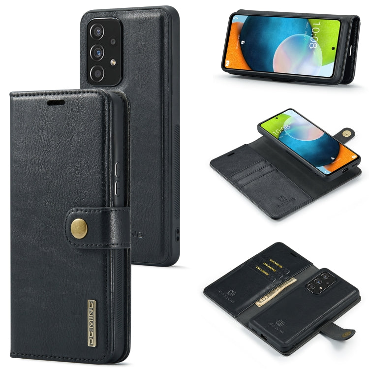 For Samsung Galaxy A53 5G DG.MING Crazy Horse Texture Detachable Magnetic Leather Phone Case(Black) by DG.MING