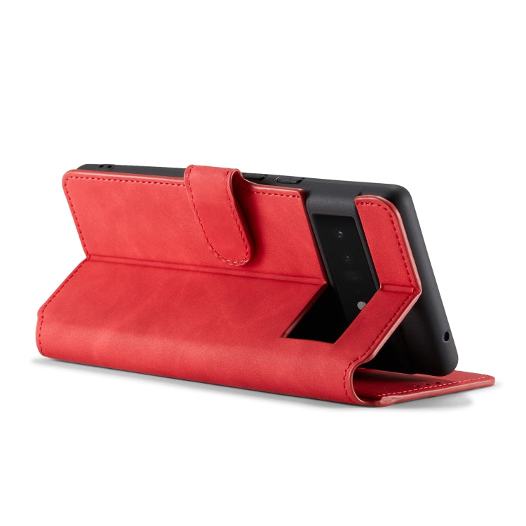 For Google Pixel 6 Pro DG.MING Retro Oil Side Horizontal Flip Leather Case with Holder & Card Slots & Wallet(Red) by DG.MING