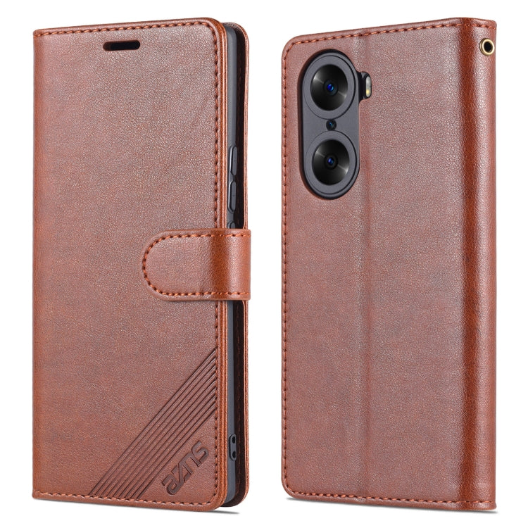 For Honor 60 AZNS Sheepskin Texture Flip Leather Phone Case(Brown) by AZNS