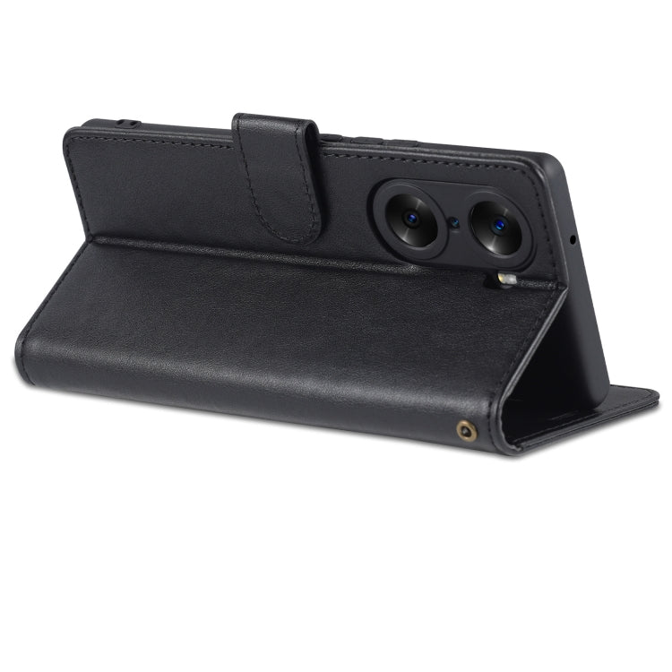 For Honor 60 Pro AZNS Sheepskin Texture Flip Leather Phone Case(Black) by AZNS