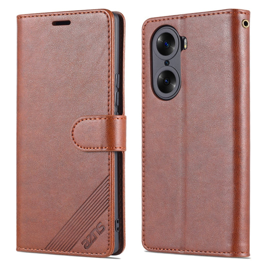 For Honor 60 Pro AZNS Sheepskin Texture Flip Leather Phone Case(Brown) by AZNS