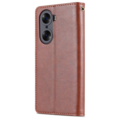 For Honor 60 Pro AZNS Sheepskin Texture Flip Leather Phone Case(Brown) by AZNS