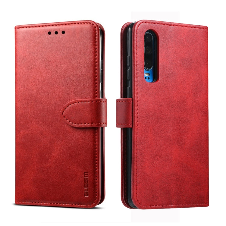 For Huawei P30 GUSSIM Business Style Horizontal Flip Leather Case with Holder & Card Slots & Wallet(Red) by GUSSIM