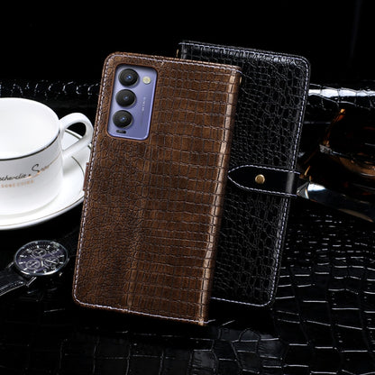 For Tecno Camon 18 idewei Crocodile Texture Horizontal Flip Phone Leather Phone Case(Dark Blue) by idewei