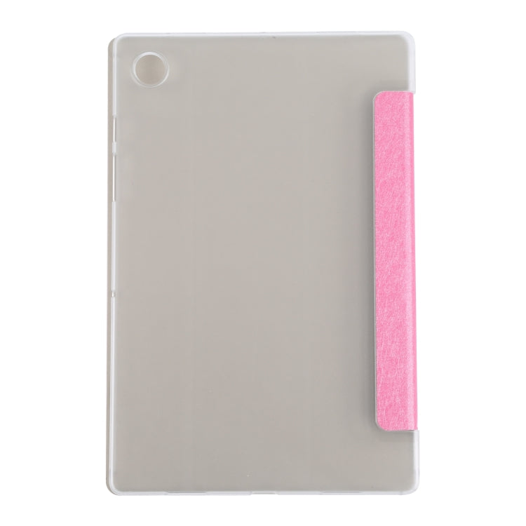 For Samsung Galaxy Tab A8 10.5 2021 X200 / X205 Silk Texture 3-fold Leather Tablet Case(Rose Red) by bashfashion