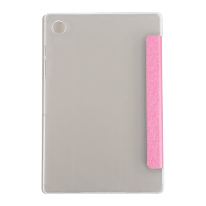For Samsung Galaxy Tab A8 10.5 2021 X200 / X205 Silk Texture 3-fold Leather Tablet Case(Rose Red) by bashfashion