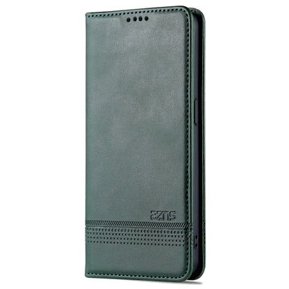 For OPPO Reno7 AZNS Magnetic Calf Texture Horizontal Flip Leather Phone Case(Dark Green) by AZNS