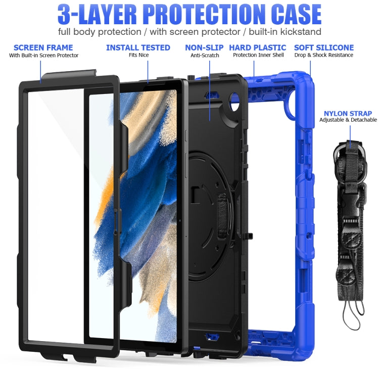 For Samsung Galaxy Tab A8 10.5 2021 X200 / X205 Silicone + PC Tablet Case(Black + Blue) by bashfashion
