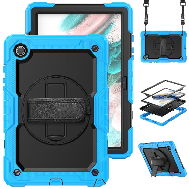 For Samsung Galaxy Tab A8 10.5 2021 X200 / X205 Silicone + PC Tablet Case(Black + Light Blue) by bashfashion