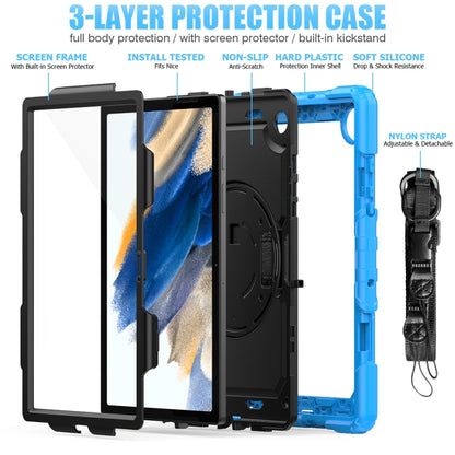 For Samsung Galaxy Tab A8 10.5 2021 X200 / X205 Silicone + PC Tablet Case(Black + Light Blue) by bashfashion