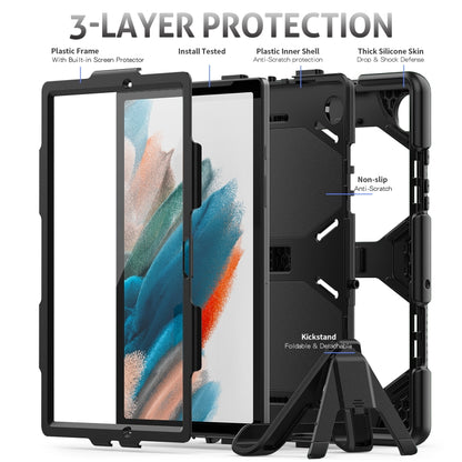 For Samsung Galaxy Tab A8 10.5 2021 X200 / X205 Colorful Silicon + PC Tablet Case(Black) by bashfashion