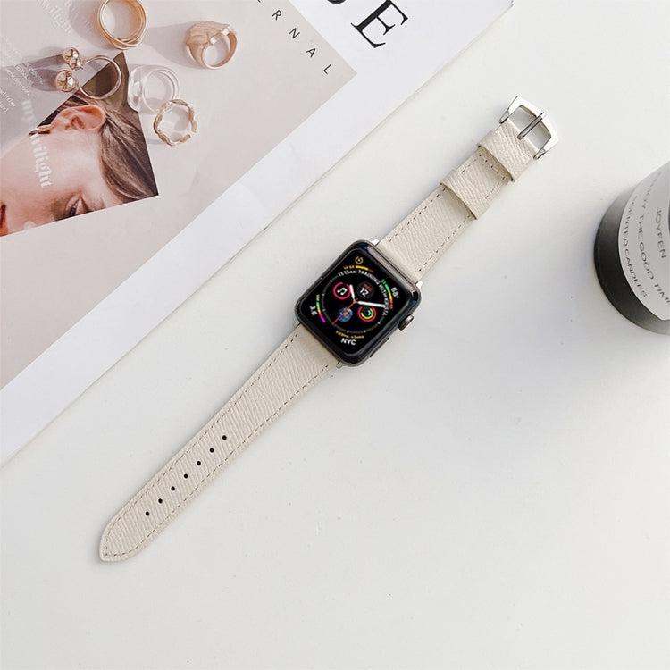 Leather Strap For Apple Watch Ultra 49mm&Watch Ultra 2 49mm / Series 9&8&7 45mm / SE 3&SE 2&6&SE&5&4 44mm / 3&2&1 42mm(White) by bashfashion