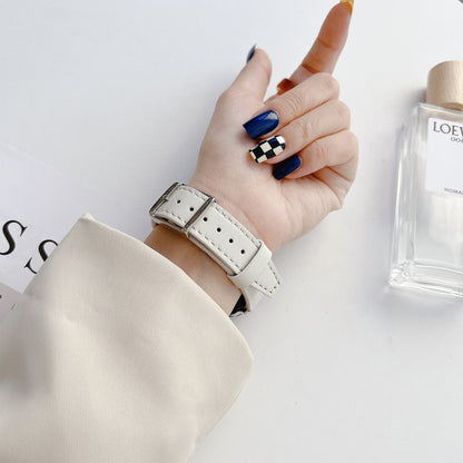 Flat Texture Leather Strap For Apple Watch Series 9&8&7 41mm / SE 3&SE 2&6&SE&5&4 40mm / 3&2&1 38mm(White) by bashfashion