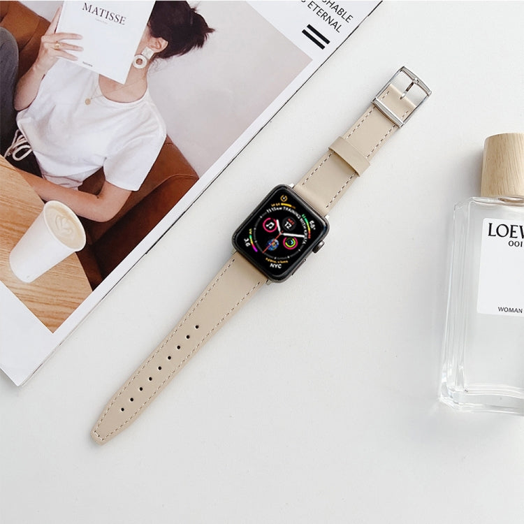 Flat Texture Leather Strap For Apple Watch Ultra 49mm&Watch Ultra 2 49mm / Series 9&8&7 45mm / SE 3&SE 2&6&SE&5&4 44mm / 3&2&1 42mm(Gold) by bashfashion