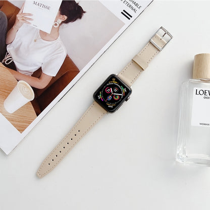 Flat Texture Leather Strap For Apple Watch Ultra 49mm&Watch Ultra 2 49mm / Series 9&8&7 45mm / SE 3&SE 2&6&SE&5&4 44mm / 3&2&1 42mm(Gold) by bashfashion