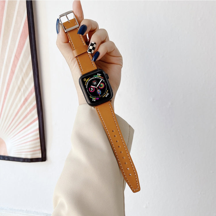 Flat Texture Leather Strap For Apple Watch Ultra 49mm&Watch Ultra 2 49mm / Series 9&8&7 45mm / SE 3&SE 2&6&SE&5&4 44mm / 3&2&1 42mm(Blue) by bashfashion