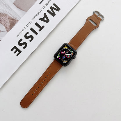 Oval Buckle Genuine Leather Strap For Apple Watch Series 9&8&7 41mm / SE 3&SE 2&6&SE&5&4 40mm / 3&2&1 38mm(B) by bashfashion