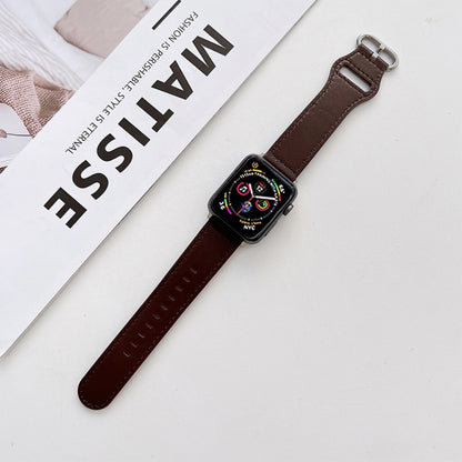 Oval Buckle Genuine Leather Strap For Apple Watch Series 9&8&7 41mm / SE 3&SE 2&6&SE&5&4 40mm / 3&2&1 38mm(C) by bashfashion