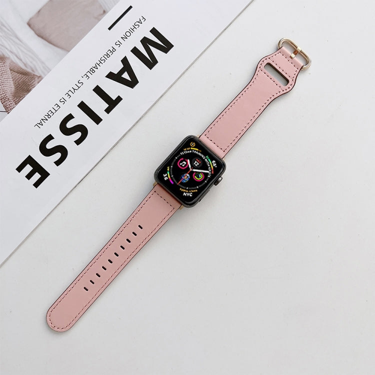 Oval Buckle Genuine Leather Strap For Apple Watch Series 9&8&7 41mm / SE 3&SE 2&6&SE&5&4 40mm / 3&2&1 38mm(J) by bashfashion