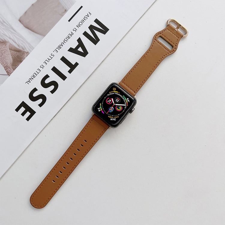 Oval Buckle Genuine Leather Strap For Apple Watch Series 9&8&7 41mm / SE 3&SE 2&6&SE&5&4 40mm / 3&2&1 38mm(K) by bashfashion