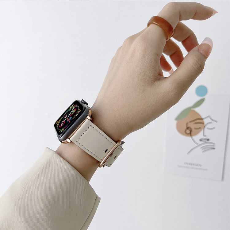 Oval Buckle Genuine Leather Strap For Apple Watch Series 9&8&7 41mm / SE 3&SE 2&6&SE&5&4 40mm / 3&2&1 38mm(F) by bashfashion