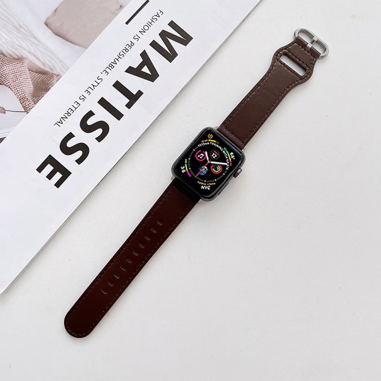 Oval Buckle Genuine Leather Strap For Apple Watch Ultra 49mm&Watch Ultra 2 49mm / Series 9&8&7 45mm / SE 3&SE 2&6&SE&5&4 44mm / 3&2&1 42mm(C) by bashfashion