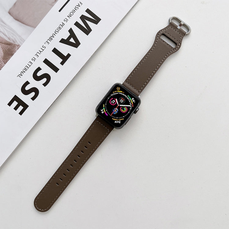 Oval Buckle Genuine Leather Strap For Apple Watch Ultra 49mm&Watch Ultra 2 49mm / Series 9&8&7 45mm / SE 3&SE 2&6&SE&5&4 44mm / 3&2&1 42mm(D) by bashfashion