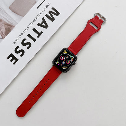 Oval Buckle Genuine Leather Strap For Apple Watch Ultra 49mm&Watch Ultra 2 49mm / Series 9&8&7 45mm / SE 3&SE 2&6&SE&5&4 44mm / 3&2&1 42mm(F) by bashfashion