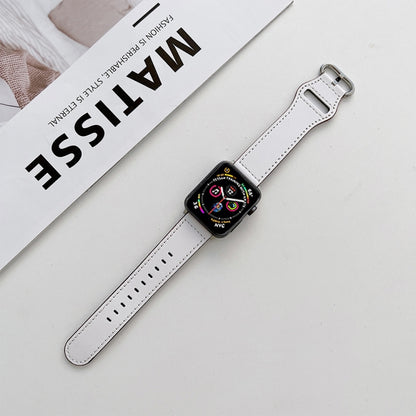 Oval Buckle Genuine Leather Strap For Apple Watch Ultra 49mm&Watch Ultra 2 49mm / Series 9&8&7 45mm / SE 3&SE 2&6&SE&5&4 44mm / 3&2&1 42mm(G) by bashfashion