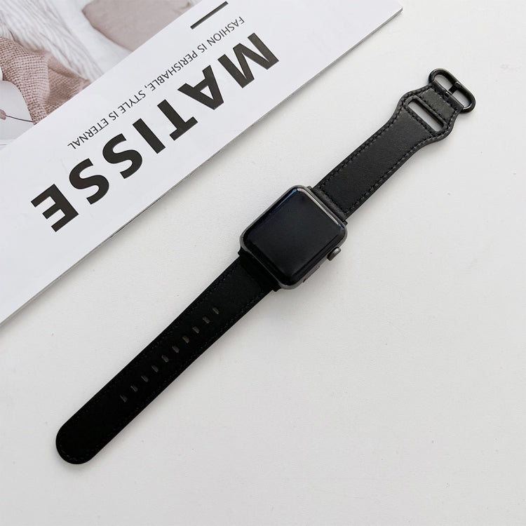 Oval Buckle Genuine Leather Strap For Apple Watch Ultra 49mm&Watch Ultra 2 49mm / Series 9&8&7 45mm / SE 3&SE 2&6&SE&5&4 44mm / 3&2&1 42mm(M) by bashfashion