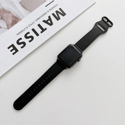 Oval Buckle Genuine Leather Strap For Apple Watch Ultra 49mm&Watch Ultra 2 49mm / Series 9&8&7 45mm / SE 3&SE 2&6&SE&5&4 44mm / 3&2&1 42mm(M) by bashfashion
