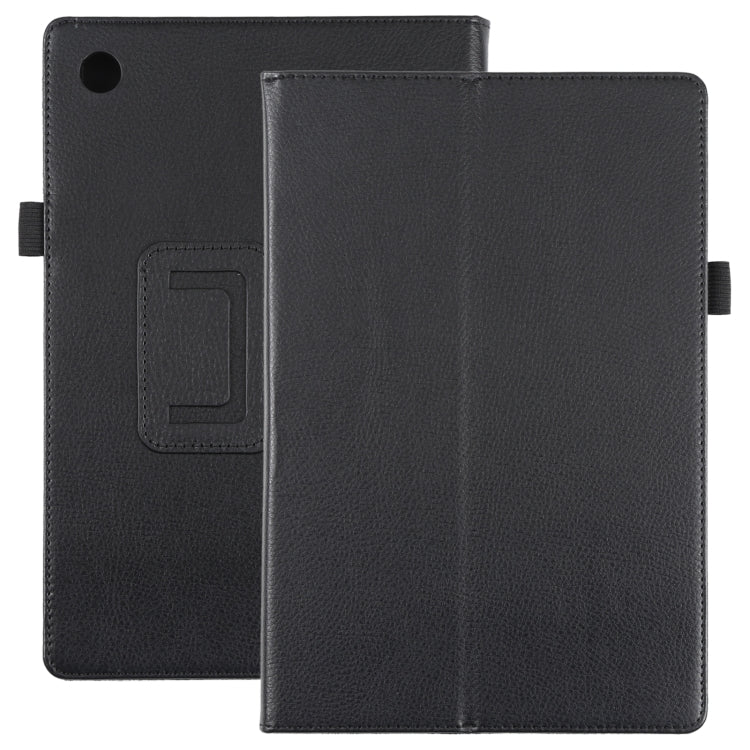 For Samsung Galaxy Tab A8 10.5 2021 Litchi Texture Solid Color Leather Tablet Case(Black) by bashfashion