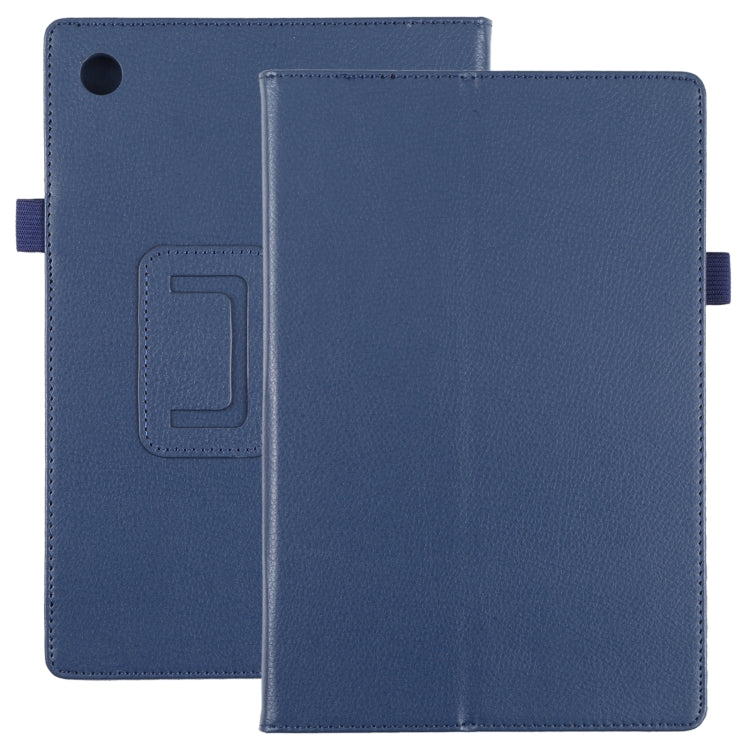 For Samsung Galaxy Tab A8 10.5 2021 Litchi Texture Solid Color Leather Tablet Case(Dark Blue) by bashfashion