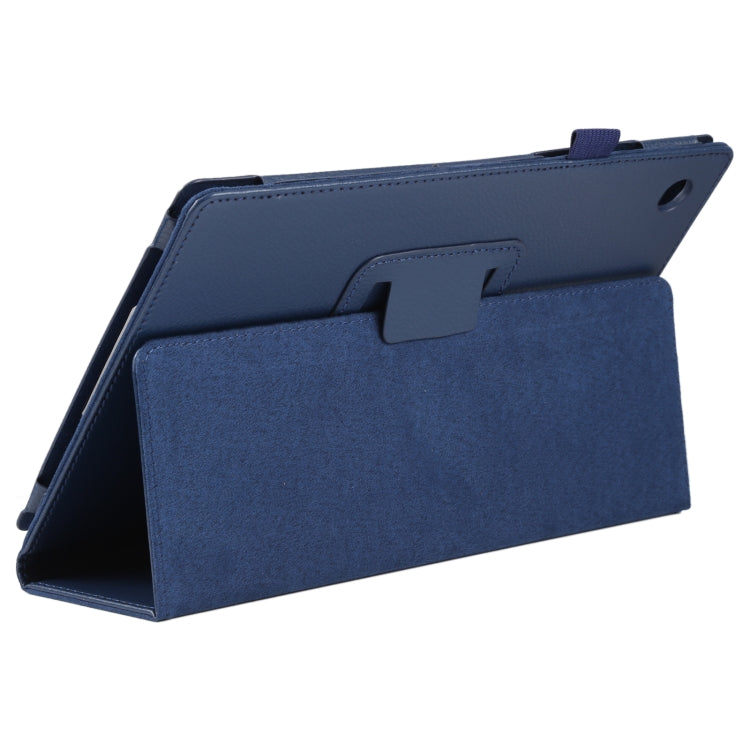 For Samsung Galaxy Tab A8 10.5 2021 Litchi Texture Solid Color Leather Tablet Case(Dark Blue) by bashfashion