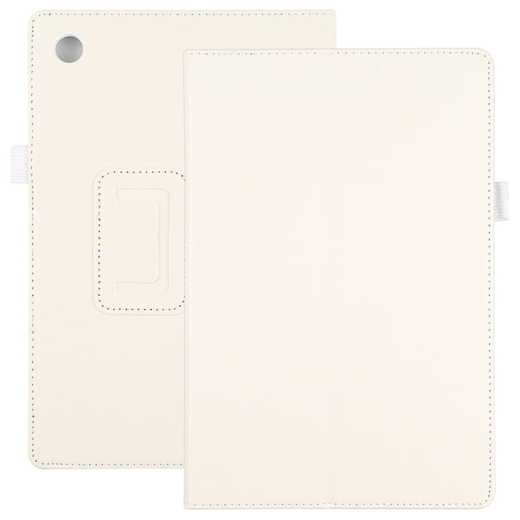 For Samsung Galaxy Tab A8 10.5 2021 Litchi Texture Solid Color Leather Tablet Case(White) by bashfashion