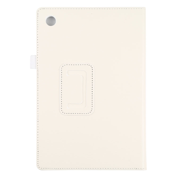 For Samsung Galaxy Tab A8 10.5 2021 Litchi Texture Solid Color Leather Tablet Case(White) by bashfashion