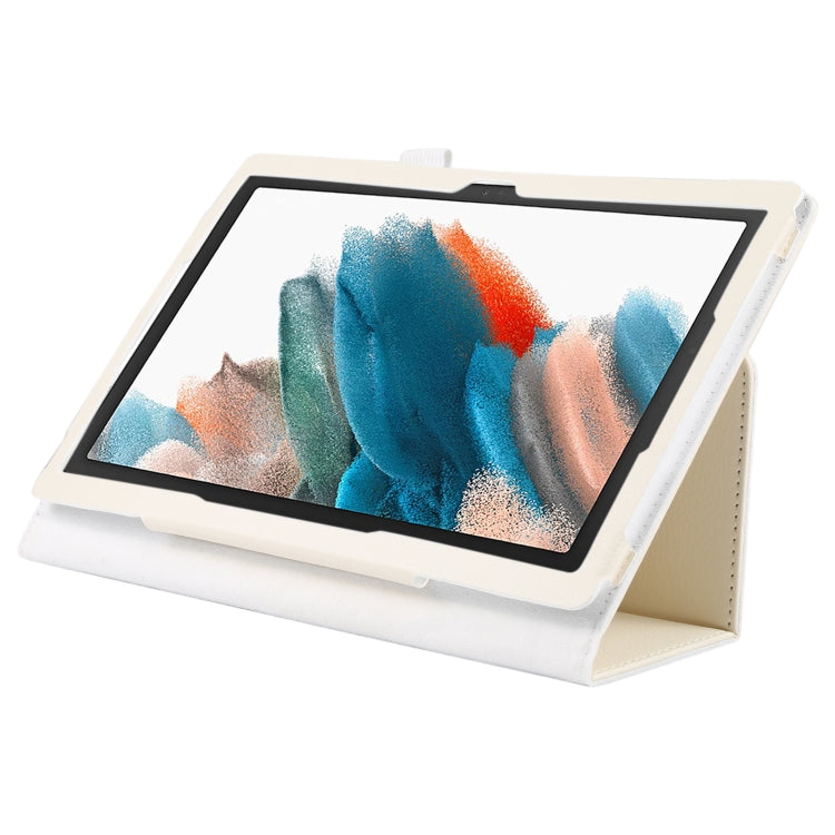 For Samsung Galaxy Tab A8 10.5 2021 Litchi Texture Solid Color Leather Tablet Case(White) by bashfashion