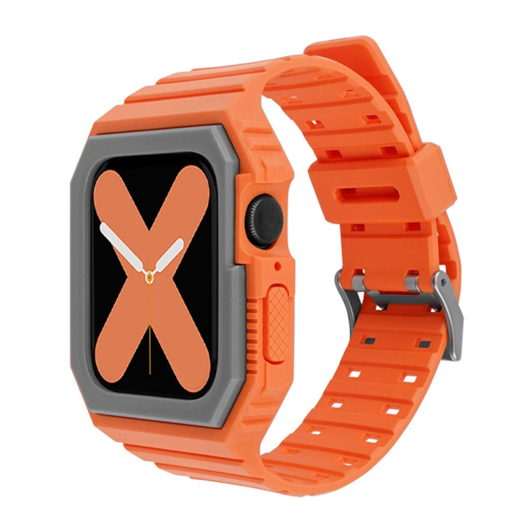 Two-color Integrated Watch Band For Apple Watch Series 9&8&7 41mm / SE 3&SE 2&6&SE&5&4 40mm / 3&2&1 38mm(Orange Grey) by bashfashion