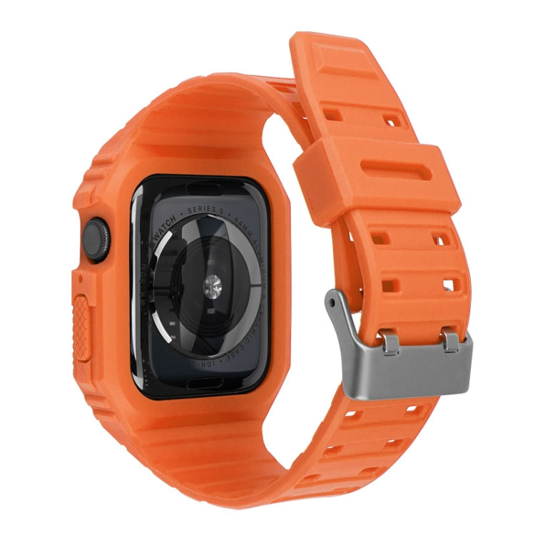 Two-color Integrated Watch Band For Apple Watch Series 9&8&7 41mm / SE 3&SE 2&6&SE&5&4 40mm / 3&2&1 38mm(Orange Grey) by bashfashion